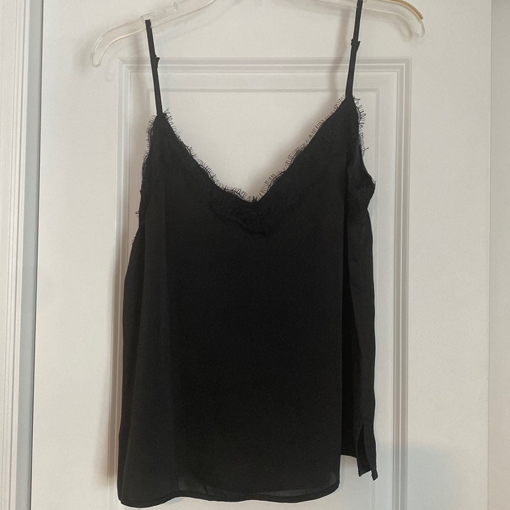 Satin and lace tank top